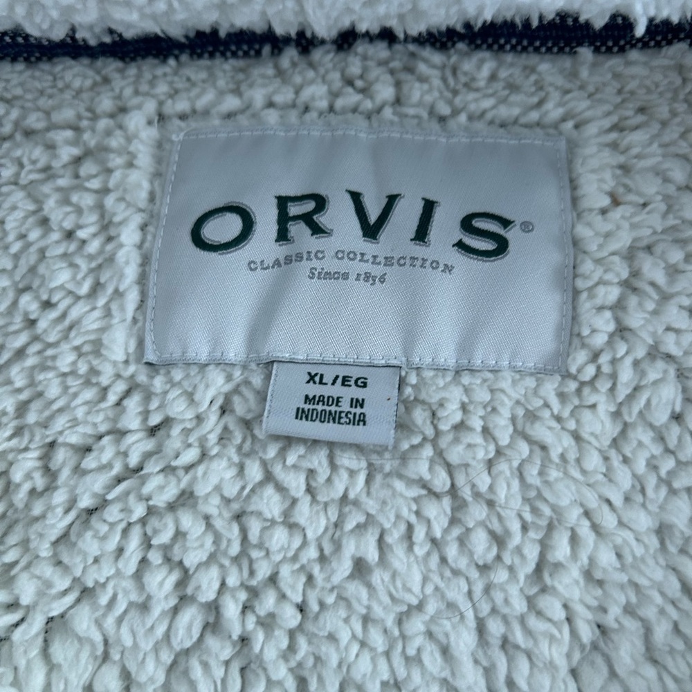 Men’s Orvis xlg 1/2 zip fuzzy pull over dark blue